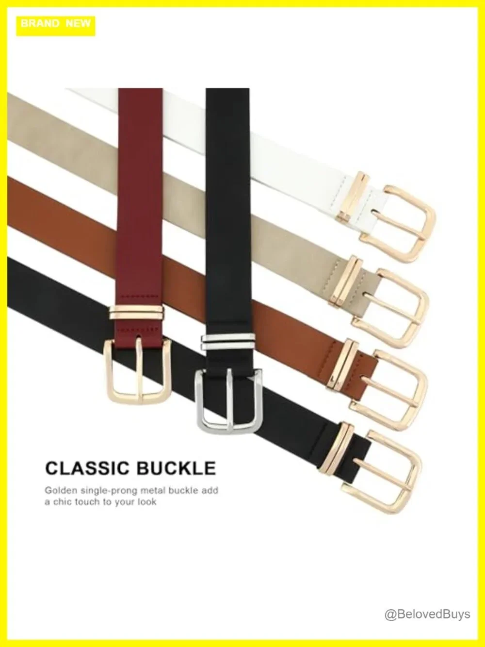 Faux Leather Belt for Women Casual Waist Belt with Gold Buckle